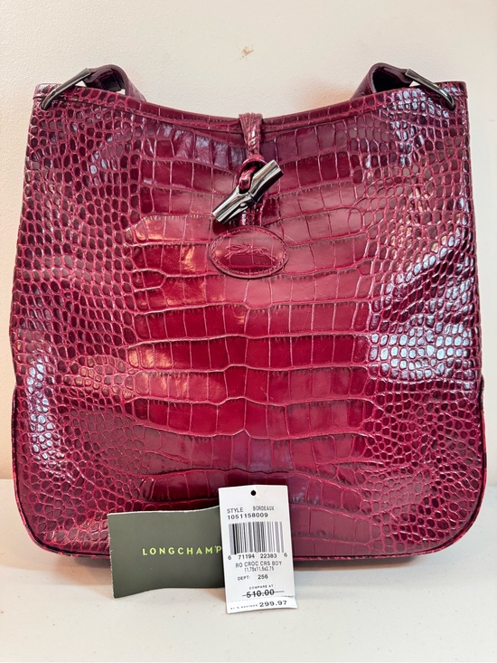 Longchamp Handbags - Longchamp Roseau Croc-Embossed Crossbody Bag in Bordeaux